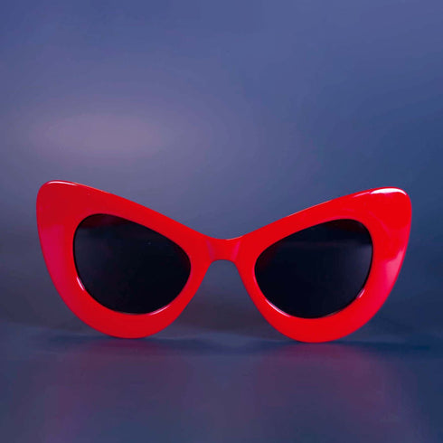 Red Oversized Cat-eye Frame Sunglasses